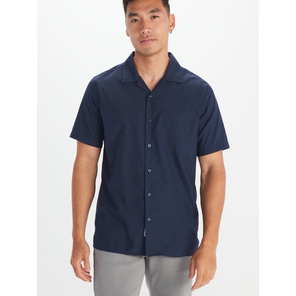 Marmot Shirt Men's XL Blue Navy Short Sleeve Collar Muir Camp Pocket